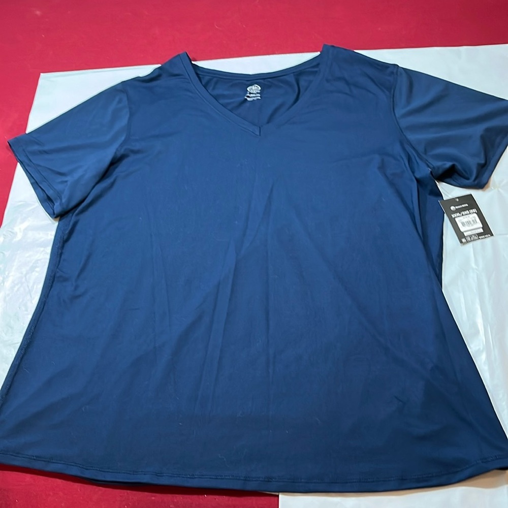 Athletic Works BLUE T SHIRT Women's Size 22 XXXL 3XL Short Sleeve V-neck AW OPP